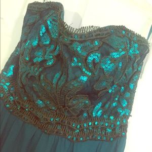 Strapless Blue Prom Dress